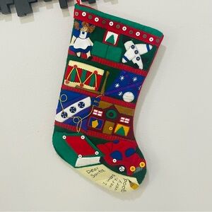 Vintage Felt Colorful Christmas Stocking Says  Dear Santa I Was Very Very Good